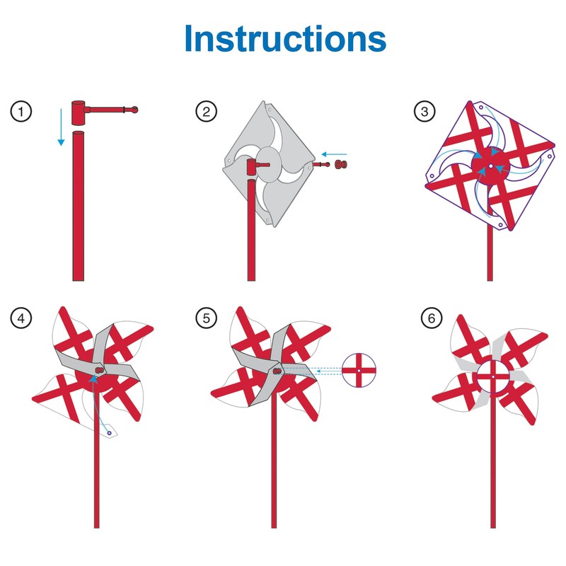 Baker Ross FX983 England Flag Windmill Kits - Pack of