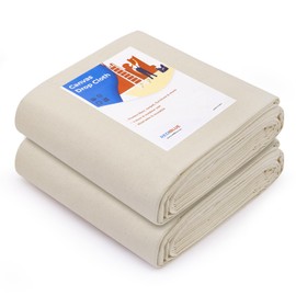 REDIBLUE Canvas Drop Cloth 4 x 12 feet (Pack of 2) - Highly Absorbent Seamless Cotton Fabric, Multipurpose Protection for Floor, Carpet, Furniture, Indoor, Painting & Outdoor Use, 8oz