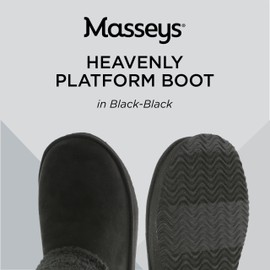 Masseys Women's Heavenly Faux Suede Platform Boot, 7 M (Medium), Black and Black