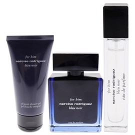 Narciso Rodriguez Bleu Noir for Men 3 Piece Set (3.4 Ounce Eau de Parfum Spray + 1.6 Ounce All-Over Shower Gel + 0.33 Ounce Eau de Parfum Spray)