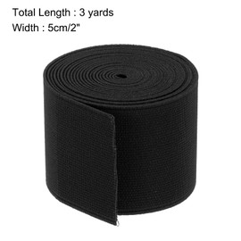 MECCANIXITY Elastic Bands for Sewing Double Side 2 inch 3 Yard Black Elastic Band Knit High Elasticity for Wigs, Waistband, Pants