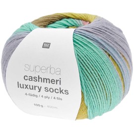 Rico Design Superba Cashmeri Luxury Socks, Sock Wool with Cashmere, 4-Ply Sock Yarn with Colour Gradient (29, Purple)