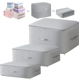 3PZS Bolsa de Almacenamiento Expandible y Plegable, Organizador Autocomprimible de Alta Capacidad, Impermeable y Resistente para Mudanza, Edredones, R