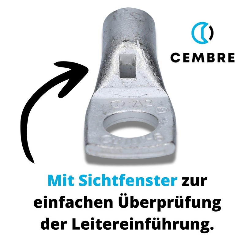Pack of 10 CEMBRE A2 M6 Tubular Cable Lug 10