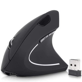 DQST - Mouse Inalámbrico Ergonómico Recargable, Mouse Vertical Óptico de 2.4Ghz con 3 DPIs Ajustables, Diseño de 6 Botones con Receptor USB, Compatible con Sistema Windows y Mac(Negro)