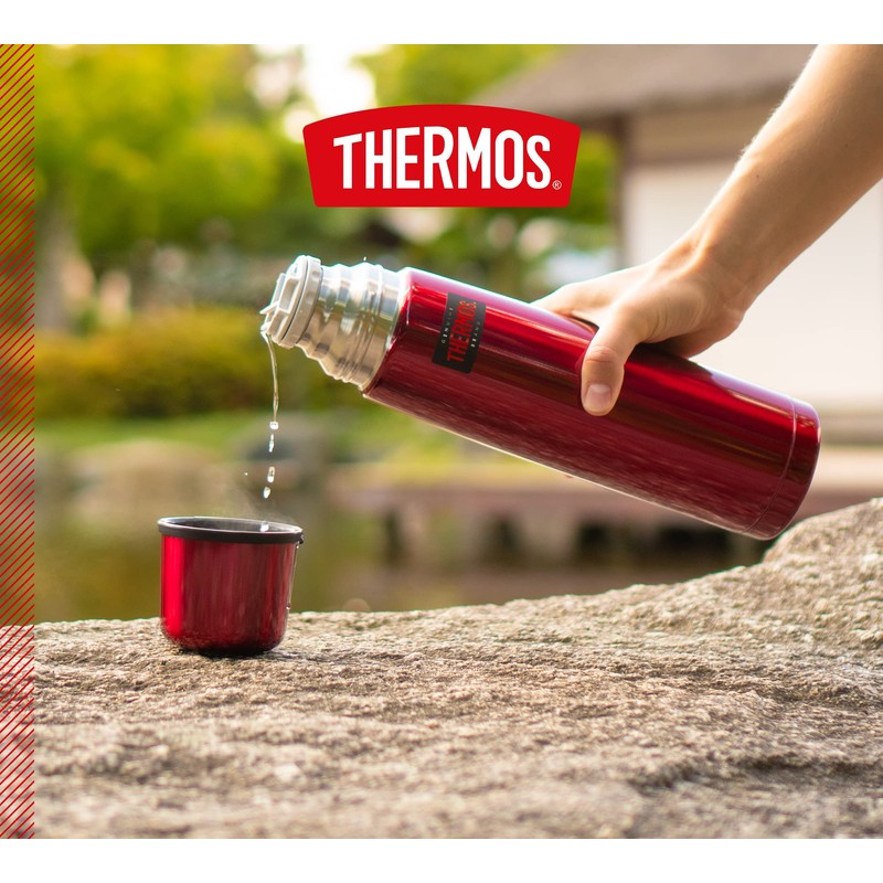 Thermos Light & Compact Beverage Bottle, 1 L, Cranberry Red,