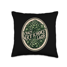 Crazy Artichoke Lady Artichoke vegan vegetarian artichoke Throw Pillow