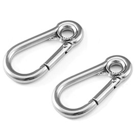J Clarke Marine Pack of 2 - Carabiner snap hook with eyelet 50mm, 60mm, 70mm 316 A4 stainless steel (6mm x 60mm)