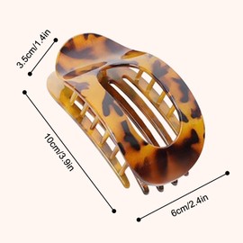 JSTHHTT 6Pcs Haarspangen Damen, Haarspange Flach Damen, Flat Claw Clip mit Leopardenmuster, Rutschfeste, Runde Lay Down Haarklammer für dickes und dünnes Haar, Bequeme, gebogene flache Clips