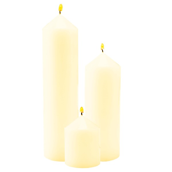 Veiuwa 3 Pcs Ivory Pillar Candles Bulk Set，Hurricane Candles，3 Different