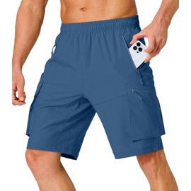 S Spowind Pantalones cortos cargo de senderismo para hombre, de secado rápido, ligeros, con bolsillos con cierre, para camping, pesca, golf