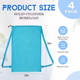Wesnoy 4 Pcs Large Mesh Laundry Bag with Adjustable Drawstring Closure 24 x 36 Inches Travel Laundry Bags for Dirty Clothes Machine Travel Washable College Dorm Sports (Classic)
