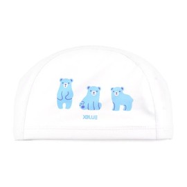 XBLUE XBL-5283-White Blue Bear Urethane Coated Swim Cap / 엑스블루 XBL-5283-화이트 블루베어 우레탄코팅 수모
