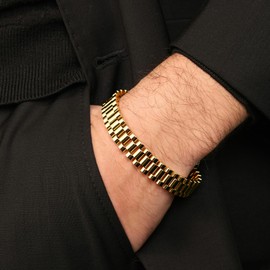 Adorashine Stainless Steel Bracelet For Men Women, 10mm 12mm Adjustable Link Chain Bracelet, Multiple Colors (Gold/Silver/Rose Gold/Black), Unisex Gif (12mm-Gold-8in, Bead Chain, 8.2, Inches)