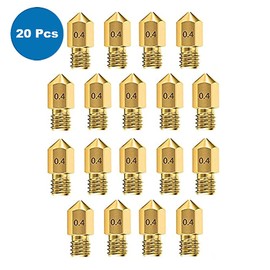 MMOBIEL 20 Pcs Printer Nozzle Extruder E3D 0.4mm Brass E3D V5-V6 3D for Filament 1.75mm Includes 5 Cleaning Needles and Wrench