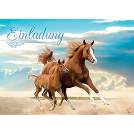 JuNa-Experten 12 Invitation Cards Children's Birthday Horse Girls Birthday Invitations Birthday Party Children Card Set Animals Foal Horses