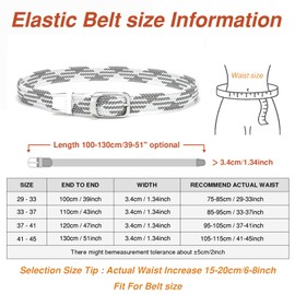 Uoocg Braided Belt Women's Men's Braided Belt Elastic Stretch Belt 3.4 cm Contrast Colours Stretchy Woven for Girls and Boys, White-grey-division