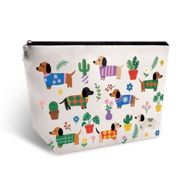EoffIvan Dachshund Gifts Weiner Dog Gifts For Women Travel Makeup Bag For Dogs Lovers Weenie Dog Gifts Cosmetic Dachshund Bag For Sister Friend Pet Lover Birthday Christmas Gift