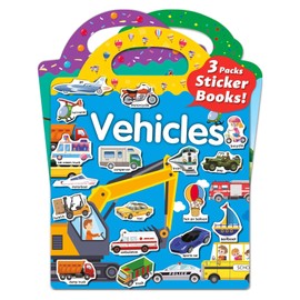 Weidllys 3Set Puffy Sticker Books for Kids 2-4, 3D Reusable Stickers Books for Toddlers 1-3,2-4,Farm+Animal+Vehicle
