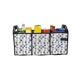 geckobrands Portable Collapsible Shopping Cart & Trunk Organizer Tote - Easy Storage, 3 Compartments with Removable Divider, Exterior Side Pocket, and Sturdy Handles