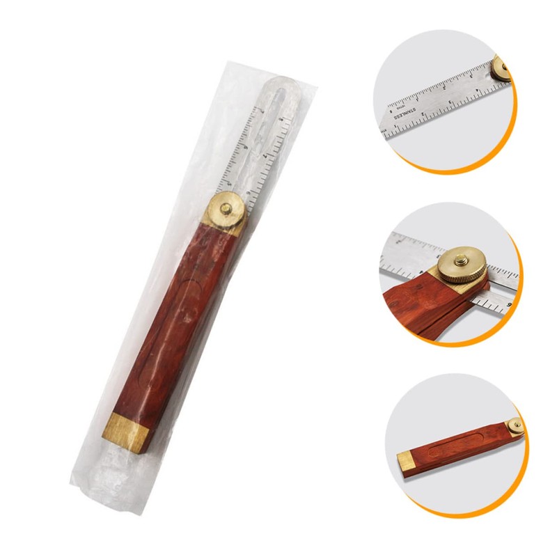 Operitacx Inch T-bevel Angle Finder Movable Square Ruler Red Wooden