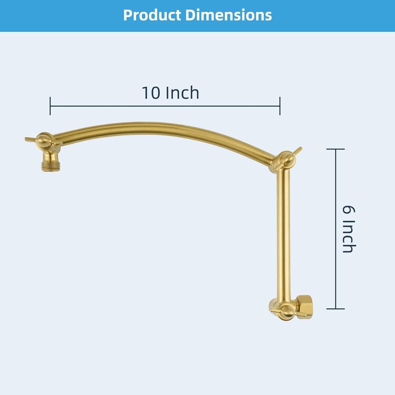 Hibbent Shower Head Extension Arm,16" Solid Brass Adjustable Extender with