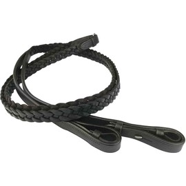 EcoRider Plaited Leather Reins Black 48"