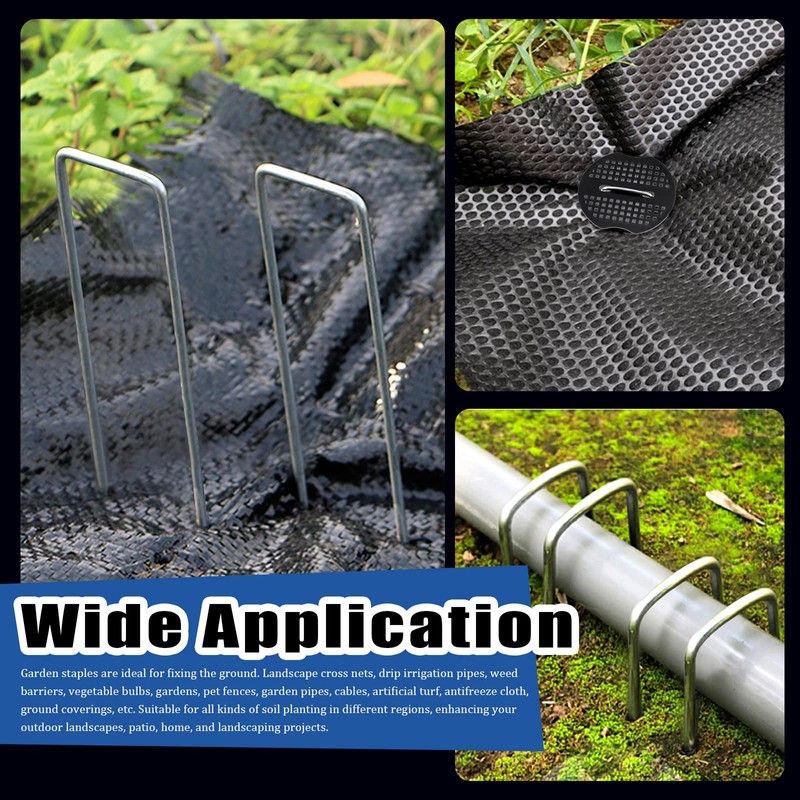 Glarks 201Pcs Garden Stakes Staples Kit, 100Pcs 6 Inch U-Shaped