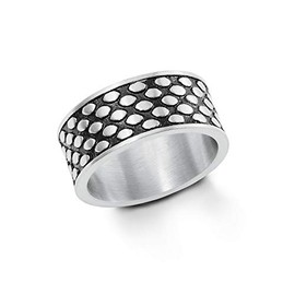 s.Oliver Men's Ring Stainless Steel Black Solid Width 10 mm, Stainless Steel, No Gemstone