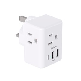 Mifaso US to UK Plug Adapter, Type G Power Adapter with 3 Electrical Outlet 3 USB Charger, International Plug Adapter, USA to Dubai England Ireland British London Hong Kong Singapore Travel Essentials
