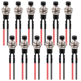 12 Pcs Mini Momentary Switch Small Normally Open Momentary Push Button Micro Push Button Switchs 12V Prewired 7 mm 3A 220V SPST ON/Off 2 Pin Red