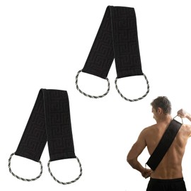 Solvio 2PCS Loofah Back Scrubber for Shower, Exfoliating Shower Towel with Long Handles for Men & Women, Deep Clean Body Washer, Natural Luffa Sponge Pad for Bath, Dead Skin Remover &Blood Circulation