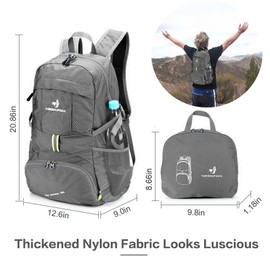 NEEKFOX Mochila de viaje ligera y plegable, mochila de camping plegable de 35 L, mochila deportiva ultraligera para exteriores