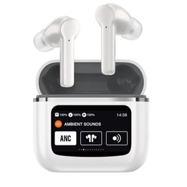 Aktive Noise Cancelling Kopfhörer in Ear ANC Wireless Headphones Kopfhoerer mit Touchscreen Bluetooth kabellos Kopfhörer Geräuschunterdrückung im Ohr mit Bildschirm schnurlos drahtlos Ohrhörer Earbuds