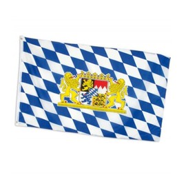 KarnevalsTeufel.de Bavaria Flag Blue/White with Bavarian Crest Decoration for Folk Festival Party Large or Small (90 x 150 cm)