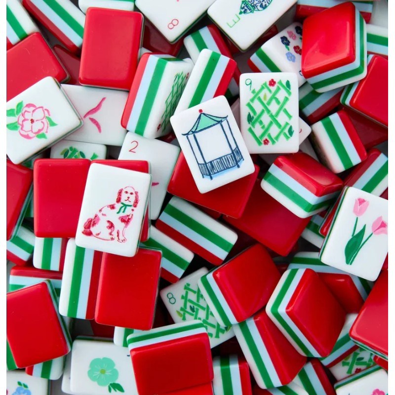 Local Warehouse Red and Pink 4-layer Acrylic American Mahjong Tiles