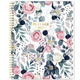 2025 Planner - 2025 Planner Weekly and Monthly, Jan. 2025 - Dec. 2025, Planner 2025, 2025 Calendar Monthly Planner with Tabs, 9" x 11", Back Pocket + Thick Paper + Twin-Wire Binding - Petunia