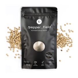Pepper Field Kampot Pepper White 100 g - White Peppercorns - 100% Real White Pepper from Kampot, Cambodia PGI - White Pepper Whole - Pepper for Mill and Pepper Mill for Grinding