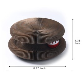 Magic Organ Katzenkratzbrett Recycelbares Katzenspielzeug Akkordeon Rund kommt mit einem Spielzeugglockenball, Katzenstratcher Schleifklaue MultiForm Tunnel Pad Interaktiv Faltbar für Kätzchen &