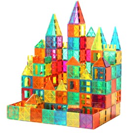 FNJO Magnetic Tiles, 64 PCS Magnetic Building Blocks, Magnets Building Set, STEM Toys for Kids Boys and Girls Creative and Inspirational