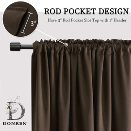 DONREN - Cortinas de oscurecimiento de habitación para ventanas pequeñas, cortinas de cenefa café para café con bolsillo para barra (30 x 36 pulgadas de largo, 2 paneles)