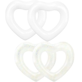 Sonarun 4 Pack Inflatable Swim Rings Float Heart Shaped Swimming Circle Pool Floats for Adults Pool Beach Party Supplies, 47.2 x 39.4 Inch
