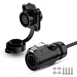 CNLINKO LP16 9-Pin Waterproof Connector with 1 Meter Cable, IP68 Circular Electrical Connector for Outdoor Automotive Machinery Quick Connect M16 Male Plug & Female Socket (9 Pin)