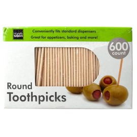 600 Pack Round Toothpicks, Premium Birch Wood Toothpicks with Pointed Ends, Perfect for Appetizers, Holding Sandwiches Together or as a Convenient Refill Option for Your Kitchen or Events, Beige