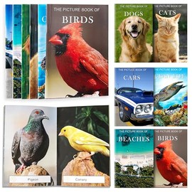 Neoflavie Dementia Products for Elderly, 15 Wooden Tiles Matching Dementia Activities for Seniors & 6 Pcs Picture Book Set for Seniors