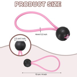 uxcell 4" Balls Bungee Cords, 20 Pcs Bungee Cords with Balls Elastic Tarp Tie Downs for Tents, Camping, Tarp, Posters, Expander Loops, Tarpaulin Holders, Tarpaulin Rubber (Pink/Black)