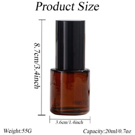 3PCS 20 ml/0.7 oz Empty Glass Lotion Pump Bottles Amber Refillable Travel Bottles Toiletries Leakproof Pump Dispenser with Black Cap Mini Cosmetic Removel Oil Foundation Travel Container