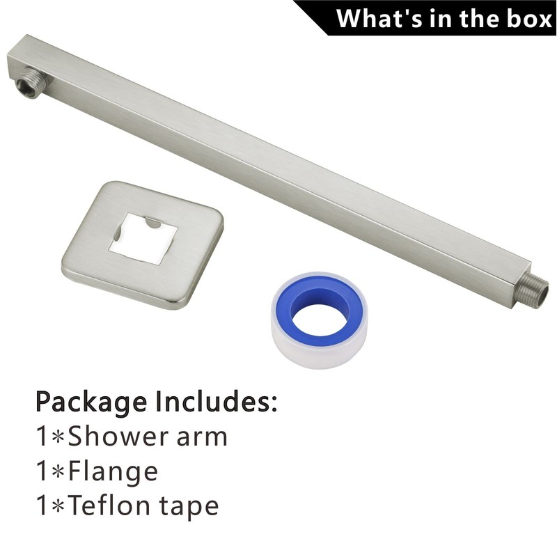 Voolan 20" Square Shower Arm with Flange and Teflon Tape,