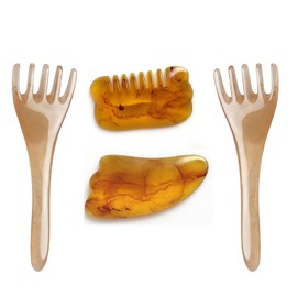 4Pcs Gua Sha Facial Tools Kit for Face & Body Care - Resin Scraping Massage Board Set with Scalp Comb, Acupuncture Therapy, Deep Tissue, Trigger Point Treatment for SPA, Physical Therapy, Beauty & Health Care
