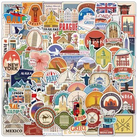 100 PCS World Travel Stickers, Travel Scrapbook Journal Decals for Water Bottles,Laptop, Luggage - Waterproof Vinyl Stickers